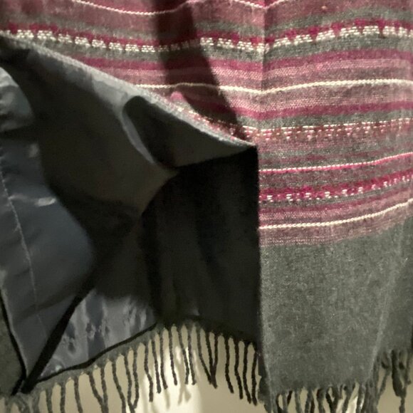 Vintage Preppy Academia Western Midi Office Boho Wool Fringes Pencil Skirt 8 - Picture 5 of 7